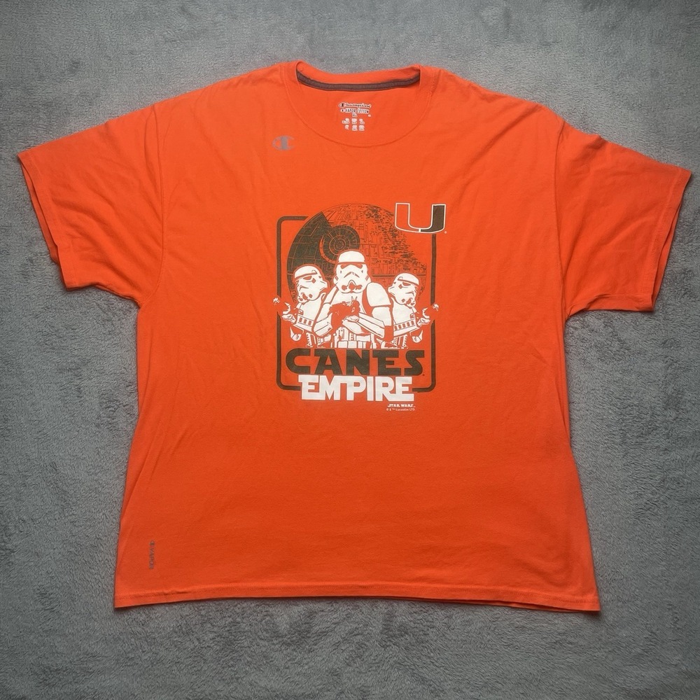 Miami Hurricanes Champion Star Wars Tshirt Men's Size XL Orange College Football